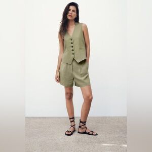 High Waist Olive Green Women's Shorts